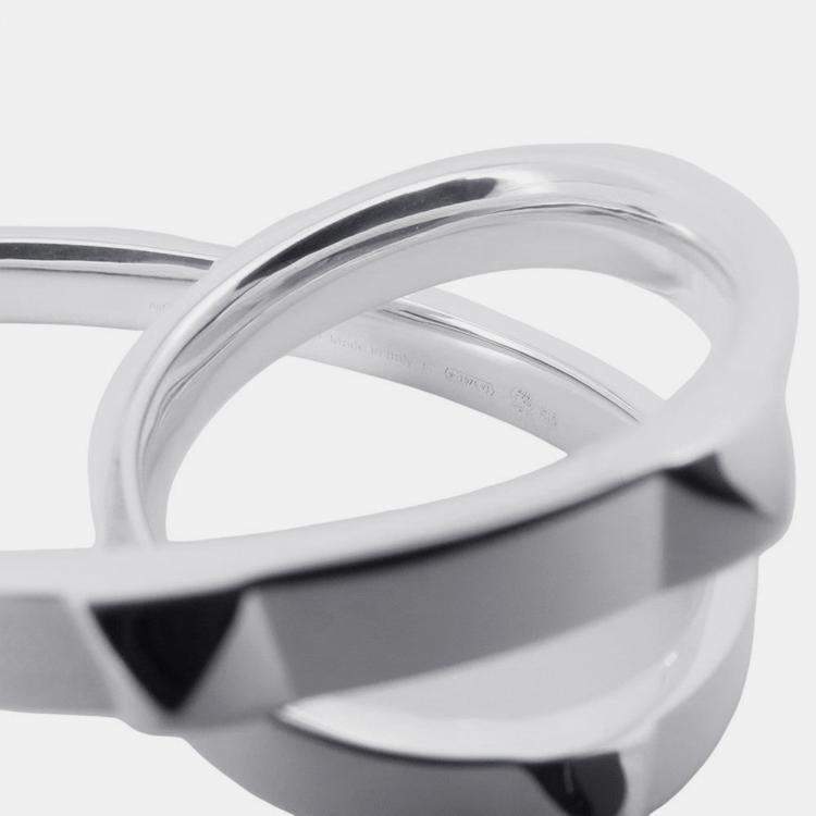 Pre Owned Hermes Crew De H Double Finger Ring Size 52/#12H125631B Sv925