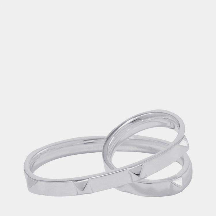 Pre Owned Hermes Crew De H Double Finger Ring Size 52/#12H125631B Sv925