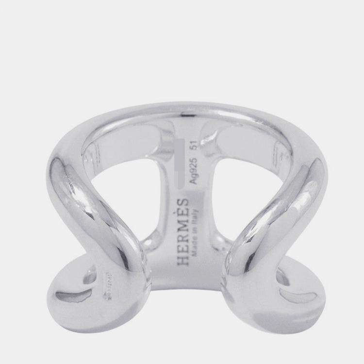Pre Owned خاتم هيرمس أوزموز مقاس كبير / 51 / #11 فضة 925