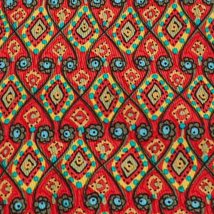 Pre Owned ربطة عنق هيرمس حرير حمراء طباعة هندسية زهرية