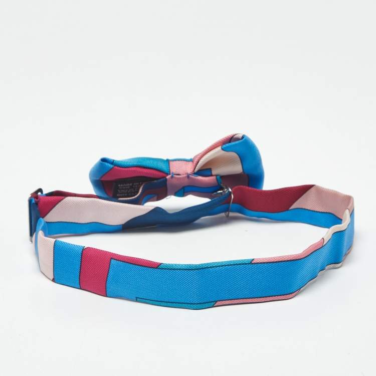 Pre Owned Hermes Blue Printed Silk Petite Bow Tie