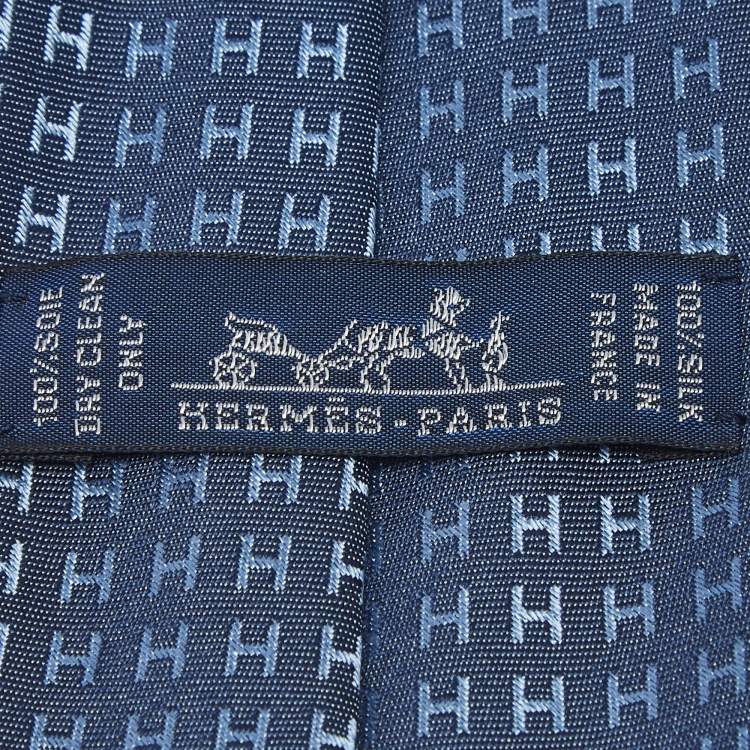 مملوكة مسبقًا Hermes Blue Faconnee H Silk Tie