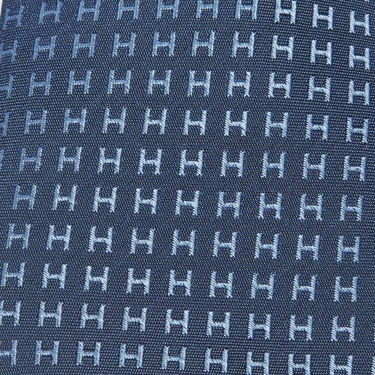 مملوكة مسبقًا Hermes Blue Faconnee H Silk Tie