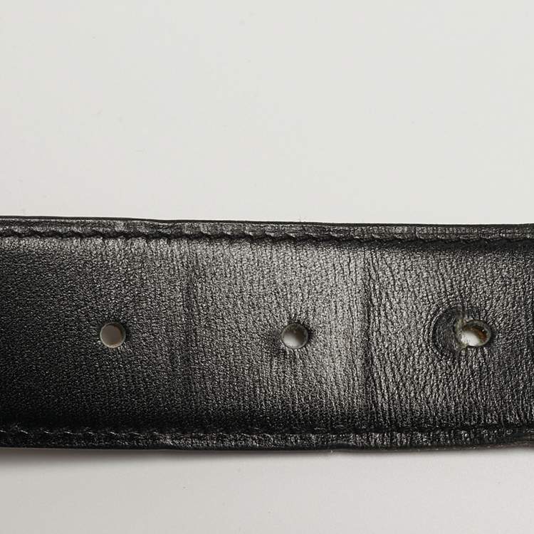 Pre Owned Hermès Hammered Finish Gold H Buckle 110CM Gold/Black Clemence and Box Leather