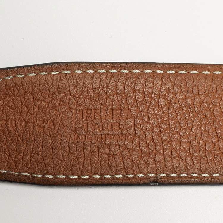 Pre Owned Hermès Hammered Finish Gold H Buckle 110CM Gold/Black Clemence and Box Leather