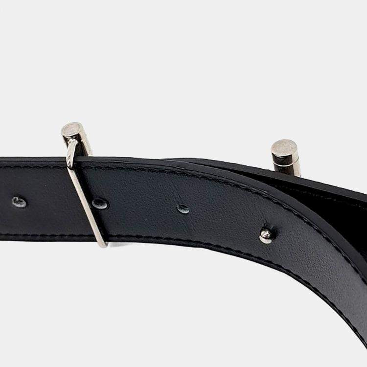 Pre Owned Hermes Black Leather Reversible Belt