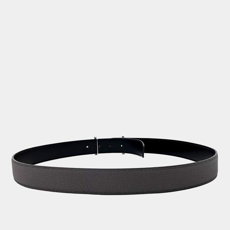 Pre Owned Hermes Black Leather Reversible Belt