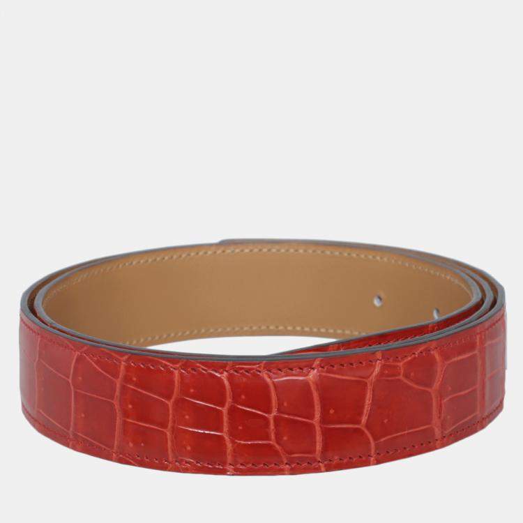 Pre Owned Hermes Shiny Porosus Crocodile Belt