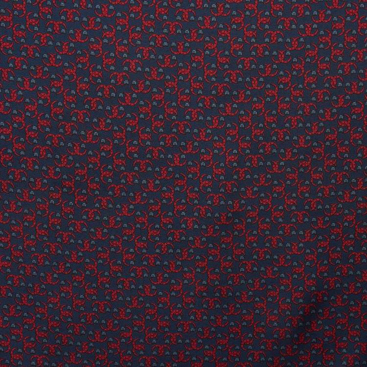 مملوكة مسبقًا Hermès Navy Horseshoe Print Silk Pocket Square