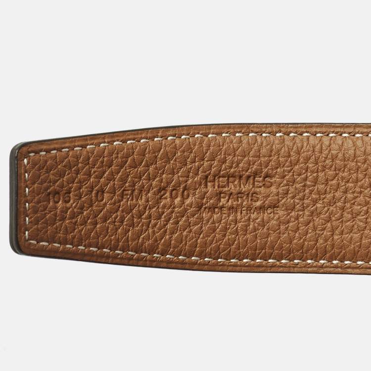 Pre Owned Hermès Brushed H Buckle 105 CM Reversible Belt Noir/Gold Box and Togo Leather