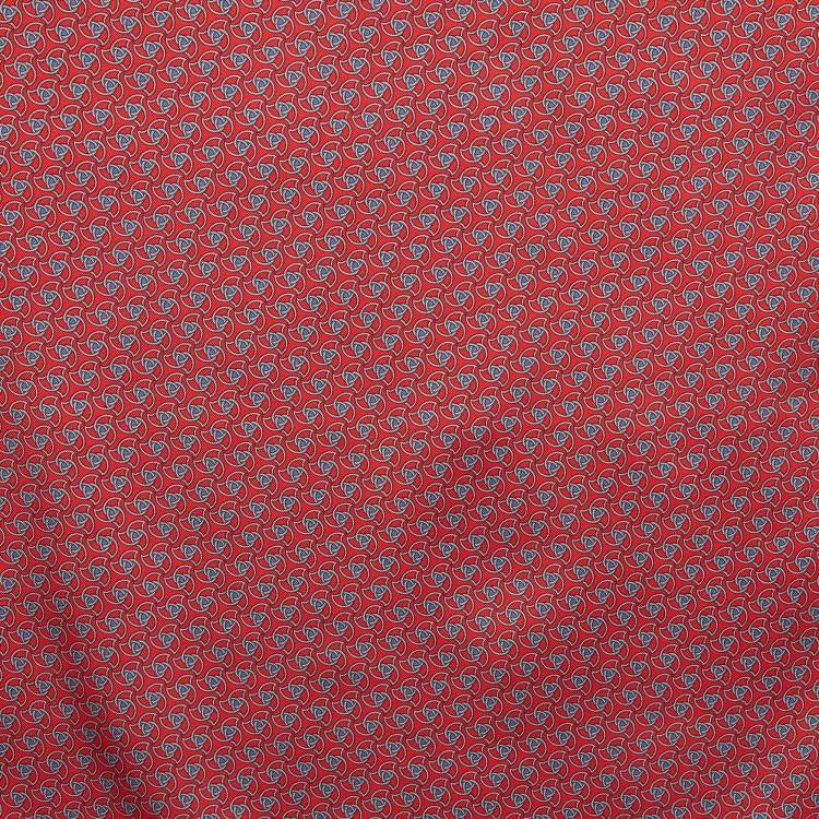 Pre Owned Hermès Red Printed Silk Pocket Square