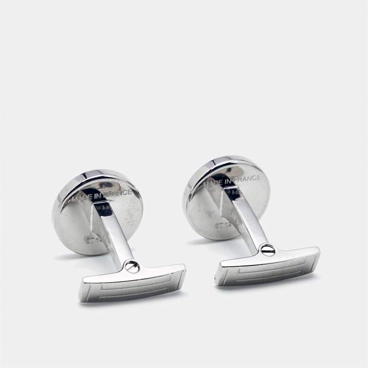 Pre Owned Hermes Licol 2 Enamel Silver Tone Cufflinks