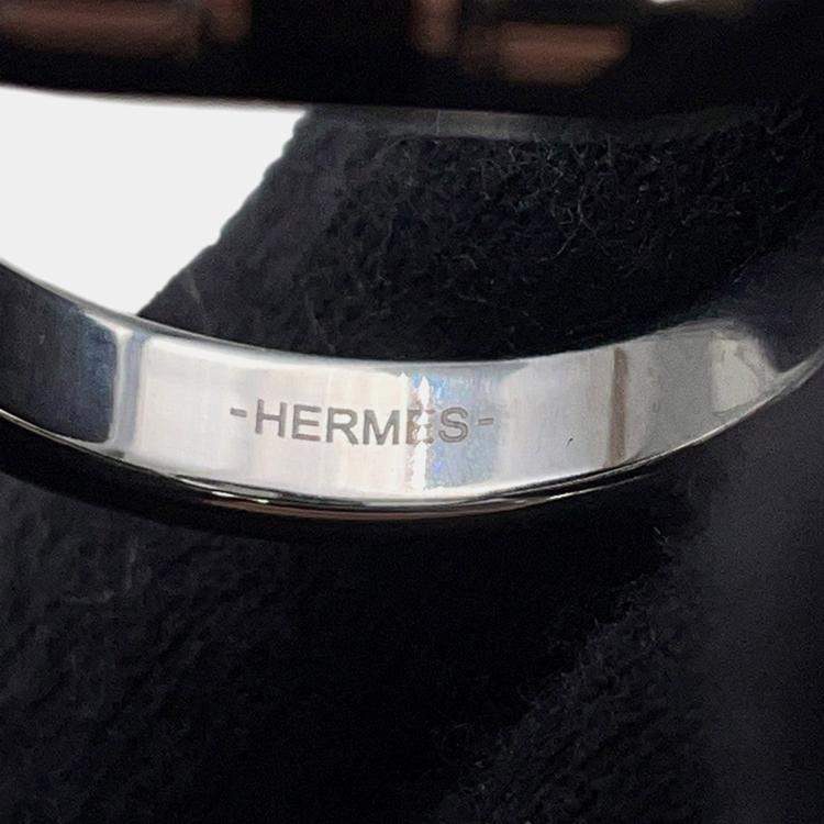Pre Owned Hermes Mayon Ring Size T60 Black Metal Lacquer