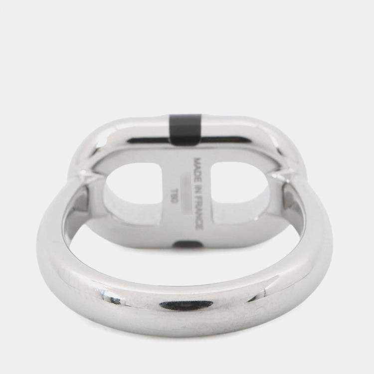 Pre Owned Hermes Mayon Ring Size T60 Black Metal Lacquer
