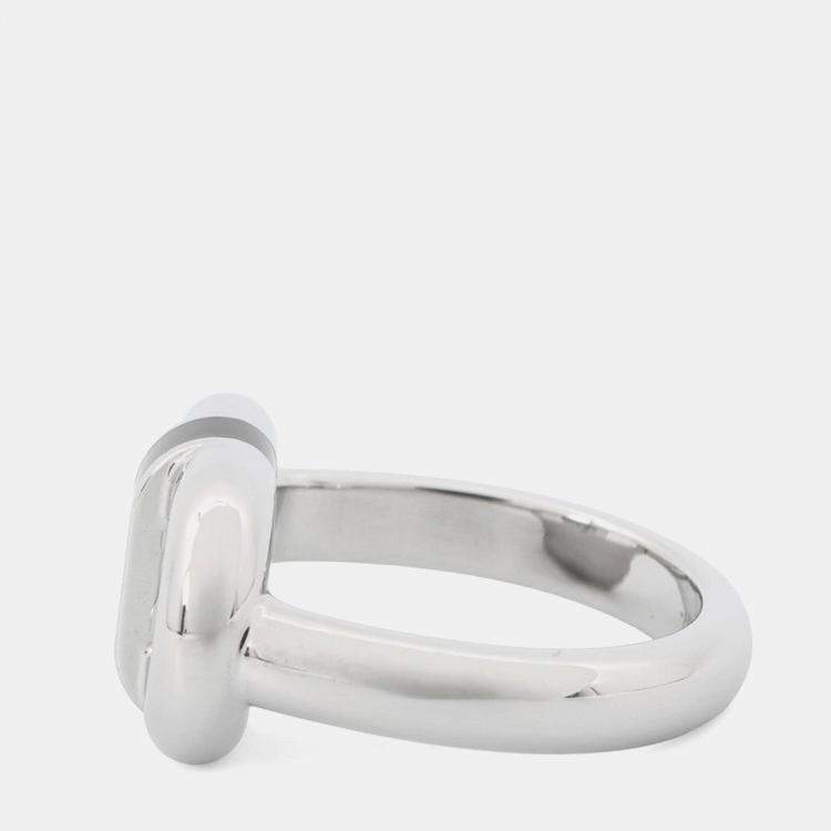 Pre Owned Hermes Mayon Ring Size T60 Black Metal Lacquer