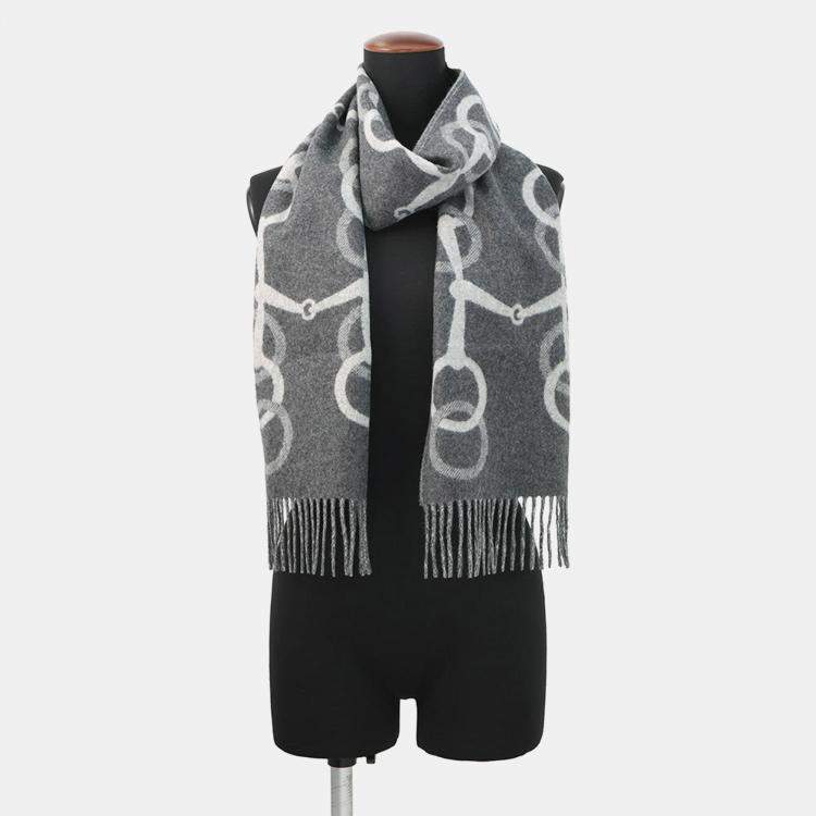 Pre Owned وشاح هيرمس أنيمال فلانيل/قرص سين كلير إتش 394809 تي 01 كشمير 100%