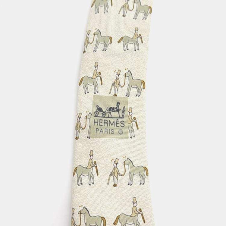 Pre Owned Hermes Silk Ivory Tie