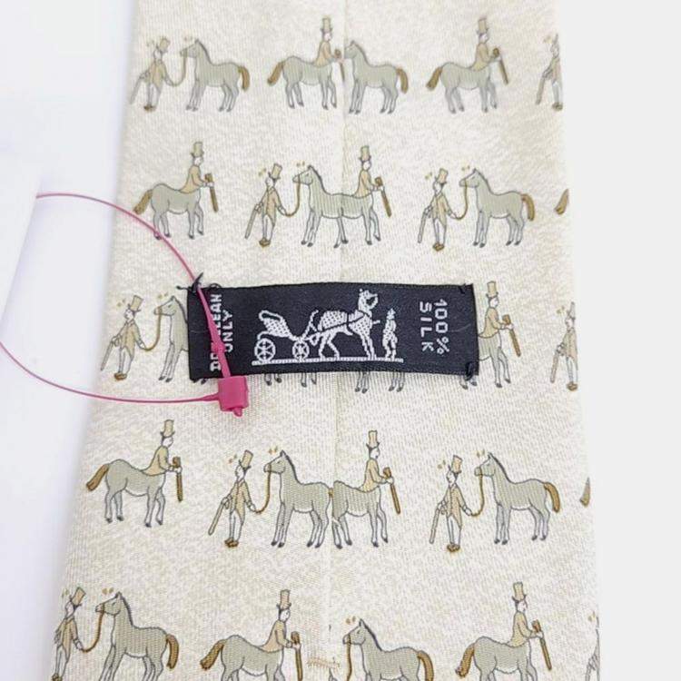 Pre Owned Hermes Silk Ivory Tie