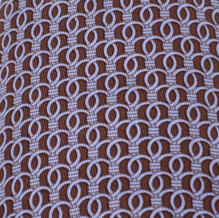 مملوكة مسبقًا Hermes Brown and Purple Equestrian Icon Printed Silk Tie