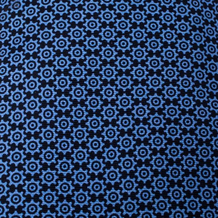 Pre Owned Hermes Blue Cog Print Classic Silk Jacquard Tie 