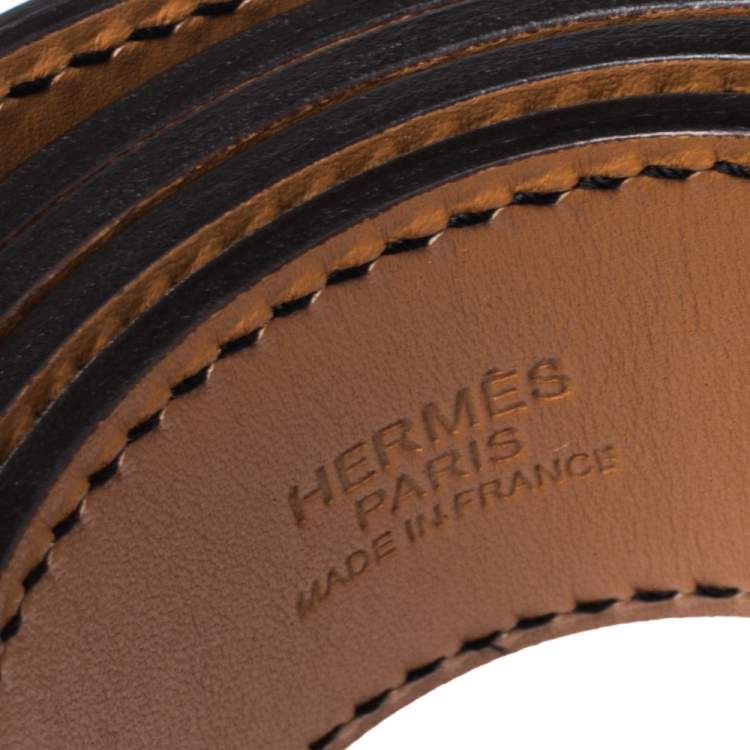 Pre Owned Hermes Black Calf Leather Etriviere Belt 85CM