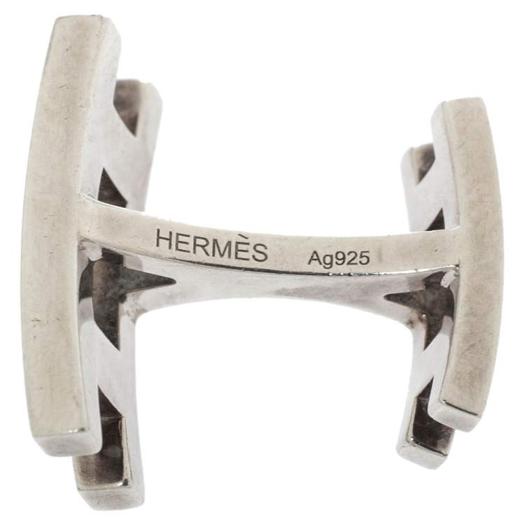 Pre Owned Hermès Sterling Silver Parallele Cufflinks