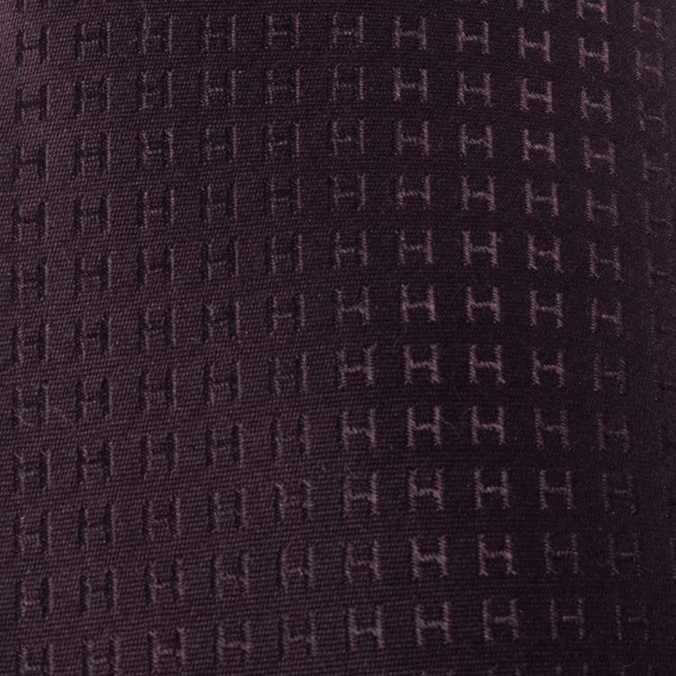 Pre Owned Hermès Prune Faconnee H Silk Jacquard Tie