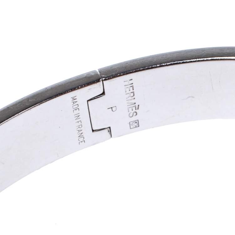 Pre Owned Hermes Clic HH Enamel Palladium Plated Narrow Bracelet 