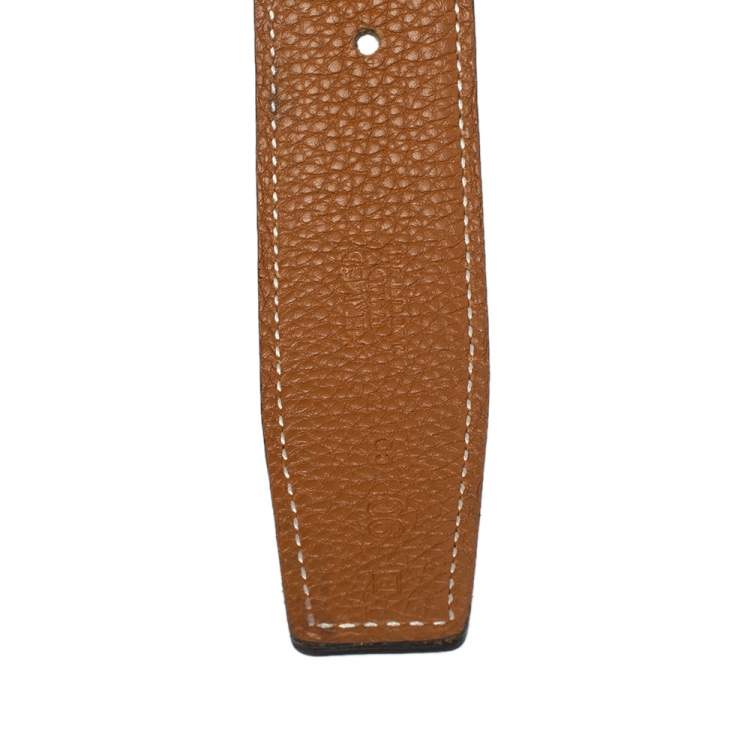 Pre Owned Hermes Black/Brown Box and Togo Leather Idem Reversible Belt 90CM