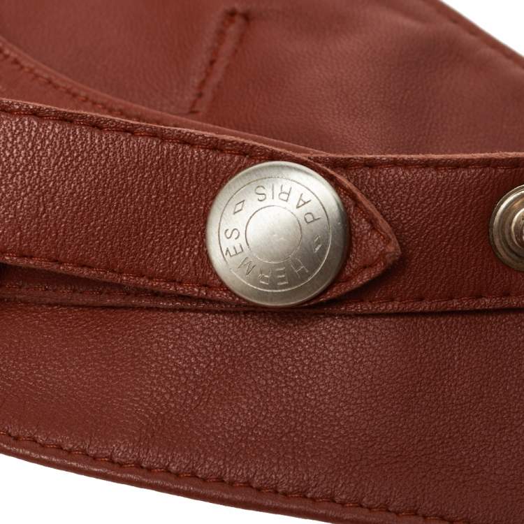 Pre Owned Hermes Brown Leather Aviator Cap (Size 56)