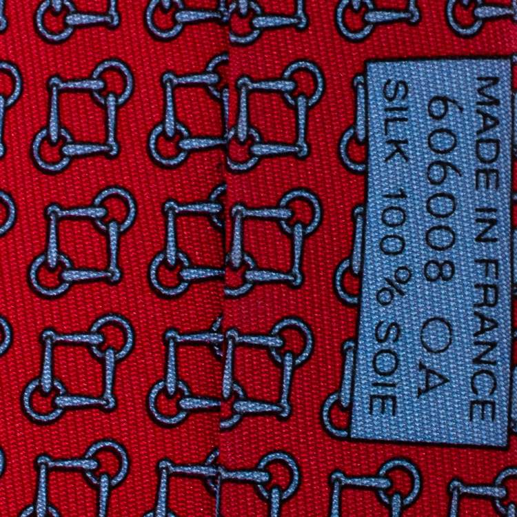 Pre Owned Hermes Pink Printed Silk Classic Tie