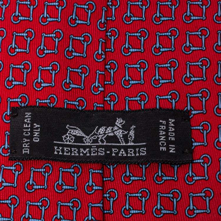 Pre Owned Hermes Pink Printed Silk Classic Tie
