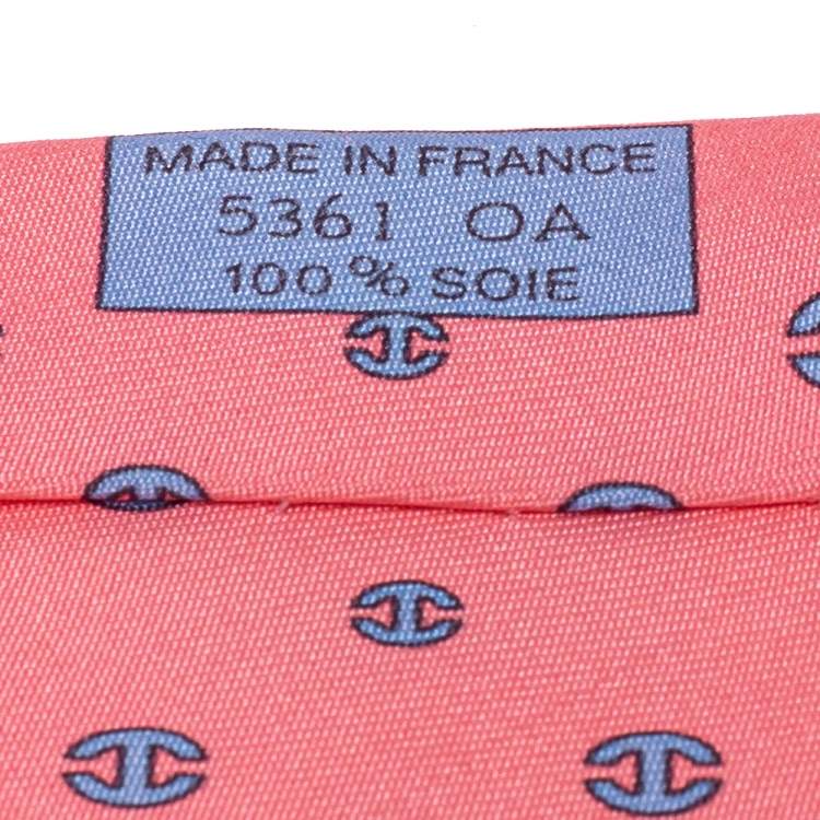 Pre Owned Hermes Pink Curved H Print Silk Classic Tie