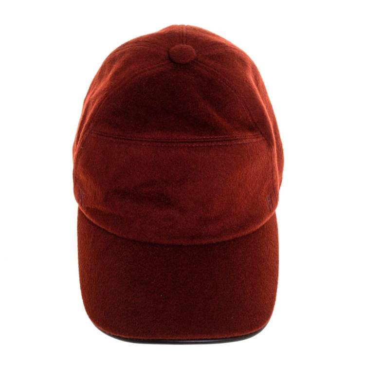 Pre Owned Hermés Rustic Brown Cashmere Baseball Cap Size 57