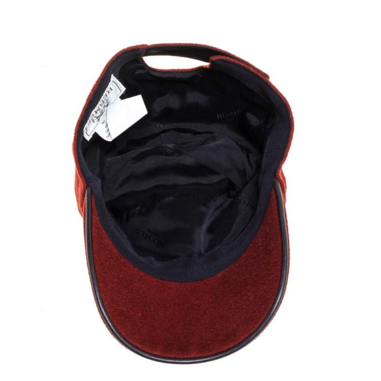 Pre Owned Hermés Rustic Brown Cashmere Baseball Cap Size 57