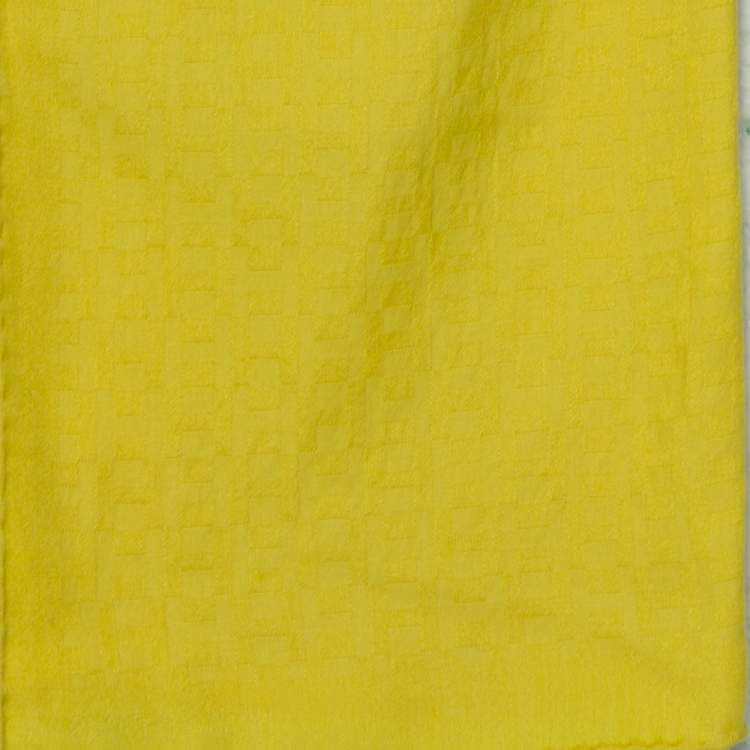 Pre Owned Hermes Yellow Equip'H Jacquard Wool & Silk Scarf