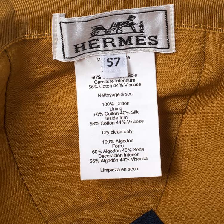Pre Owned Hermes Cream Logo Detail Cotton Serena Cap Size 57