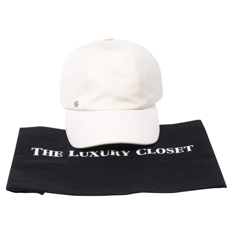 Pre Owned Hermes Cream Logo Detail Cotton Serena Cap Size 57