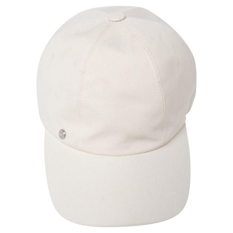 Pre Owned Hermes Cream Logo Detail Cotton Serena Cap Size 57