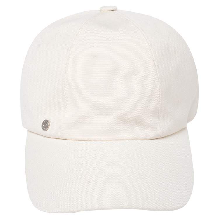 Pre Owned Hermes Cream Logo Detail Cotton Serena Cap Size 57