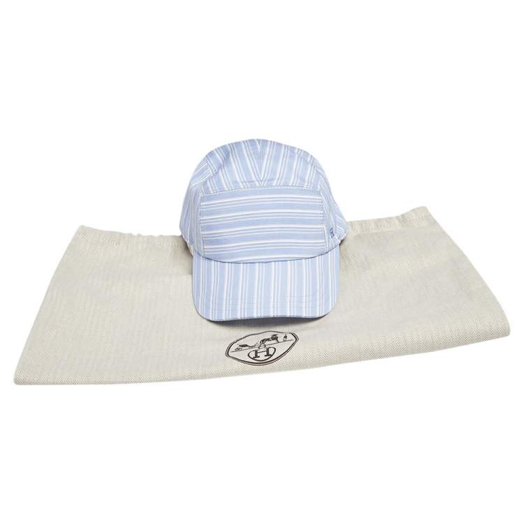 Pre Owned Hermes Blue Striped Cotton Baseball Cap (59)