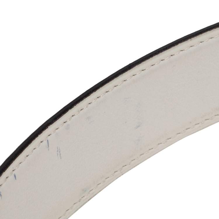 Pre Owned Hermes Blue Jean/Craie Epsom And Swift Leather Focus Reversible Buckle Belt 100CM