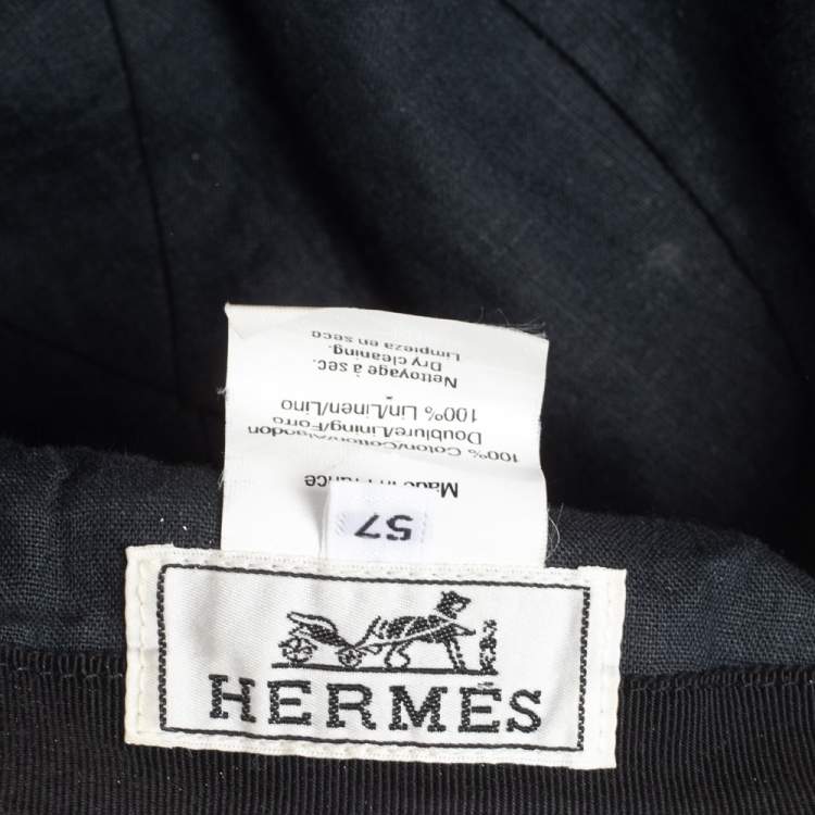 Pre Owned Hermes Navy Blue Embroidered H Cotton Cap (57) 