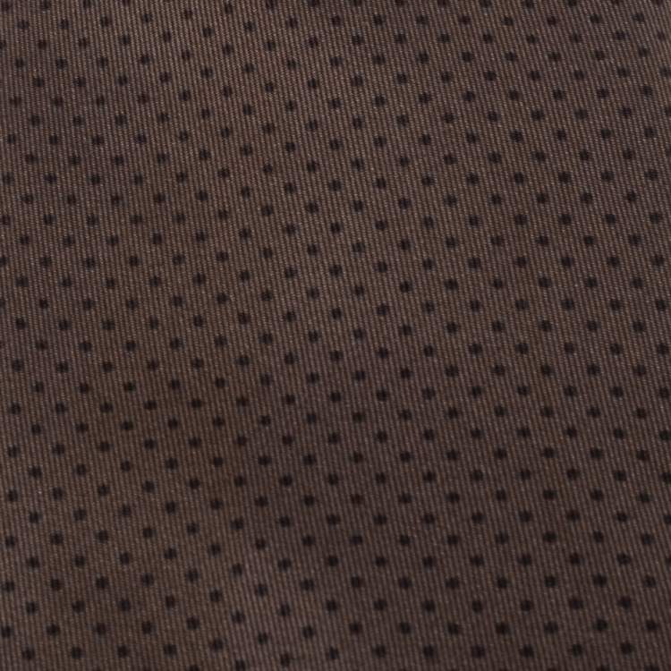 Pre Owned Hermes Brown Polka Dotted Silk Classic Tie 