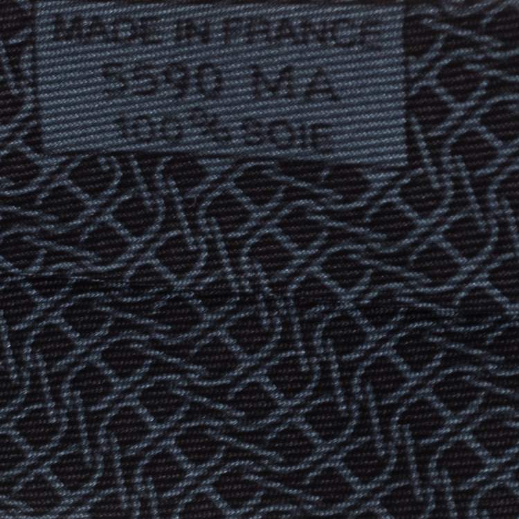 Pre Owned Hermes Navy Blue Printed Classic Silk Tie 