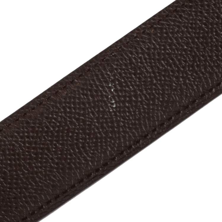 Pre Owned Hermes Brown/Black Leather Gris Moyen Reversible Belt 95CM