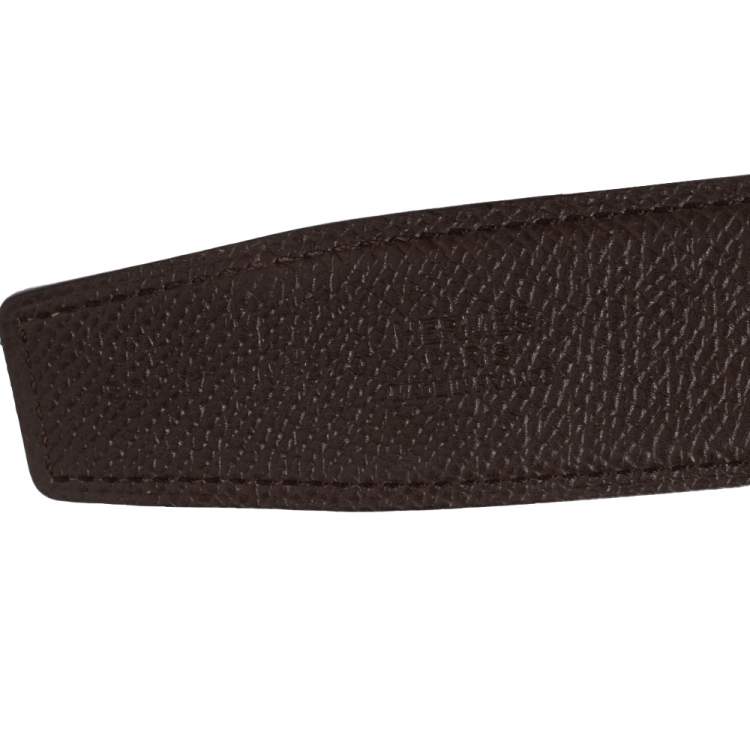 Pre Owned Hermes Brown/Black Leather Gris Moyen Reversible Belt 95CM