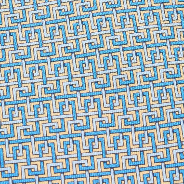 Pre Owned Hermes Blue & yellow Geometric Patterned Silk Traditional Tie