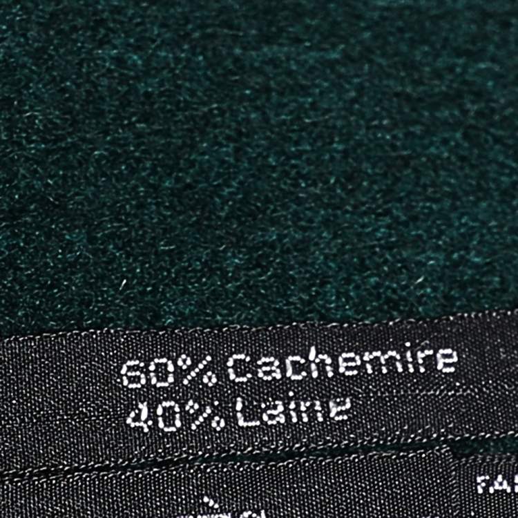 Pre Owned Hermès Vintage Green Geometric Print Silk Cashmere & Wool Muffler