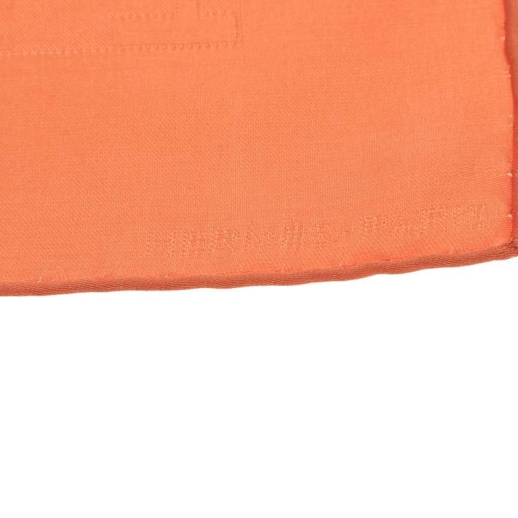 Pre Owned Hermès Orange Faconnee Grand H Silk Pocket Square